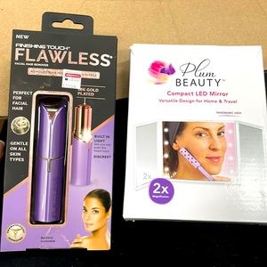 Compact LED Mirror and Flawless Facial Hair Remover